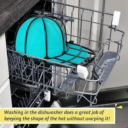 Hat Washer Cage for Baseball Caps Washing Machine Dishwasher Cap Cleaner Frame Washing for Adult Kids Ball Hats (Black-2 Pack)