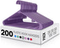 Utopia Home Plastic Hangers 200 Pack - Clothes Hanger with Hooks - Durable & Space Saving Coat Hanger - Heavy Duty Purple Hangers - Skirt Hangers