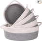 YMhoart Small Storage Woven Baskets Shelves Natural Cotton Rope Bins with Handle Toilet Tank Paper for Countertop Cute Gifts Organizing Mini Nursery 5 Set box (White & Gray)