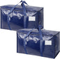 TICONN 2 Pack Extra Large Moving Bags Heavy Duty with Zippers & Carrying Handles, Durable Storage Bags Moving Boxes for Closet Organizers and Storage (2 Pack, Navy)