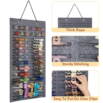 Women Hanging Hair Clip Organizer Display Hair Bows Stand Hanger Claw Clip Storage (Grey)