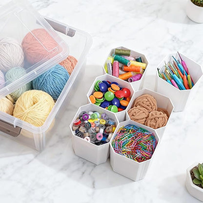 Citylife 17 QT Plastic Storage Bins Clear Storage Box with Lids Multipurpose Stackable Storage Containers for Organizing Tool, Craft, Crayon, 4 Packs