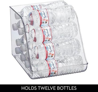 iDesign Plastic Water Bottle Organizer for Fridge, Clear Bottle Holder for Kitchen and Pantry, 2-Pack