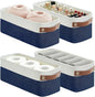 Bagnizer Small Fabric Storage Baskets, 15x6x5 inch Narrow Storage Bins 4-Pack Long Storage Basket for Organizing with Handles, Decorative Basket for Closets, Shelves, Toilet Paper, Navyblue