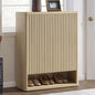 SICOTAS Shoe Cabinet 44 inch Tall Fluted Shoe Cabinet with Doors & 4 Shelves Wooden Large Hidden Shoe Storage Organizer Modern Free Standing 6-Tier Cabinet for Entryway Living Room Closet