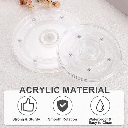 uxcell Acrylic Lazy Susan Turntable, 2 Inch Clear Turntable Organizer Ball Bearing 360 Degree Rotating Tray for Spice Rack Table Cake Kitchen Pantry Decorating Bathrooms