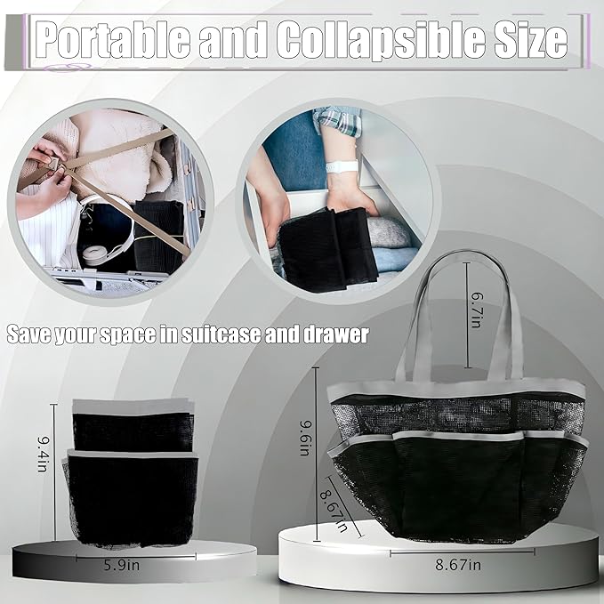Attmu Mesh Shower Caddy Portable for College Dorm Room Camping Essentials, Shower Caddy Dorm with 9-Pockets, Large Capacity Hanging Basket Bathroom Bag for Toiletry, Swimming, Gym, Camp, Beach