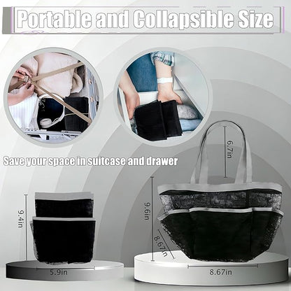 Attmu Mesh Shower Caddy Portable for College Dorm Room Camping Essentials, Shower Caddy Dorm with 9-Pockets, Large Capacity Hanging Basket Bathroom Bag for Toiletry, Swimming, Gym, Camp, Beach