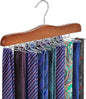 TOPIA HANGER Tie Rack Hanger for Closet, Wooden Tie Organizer for Men with 24 Folding Hooks, Space Saving Necktie Holder for Storage and Display Bra, Tank Top, Camisole (1-Pack), Walnut- CT14WA