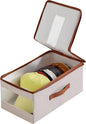 Stackable Hat Organizer for Baseball Caps, Hat Storage Holder Container for Closet Hold Up to 12 Caps with Clear Window, Hat Boxes for Home Storage (Beige, 1 Pack)