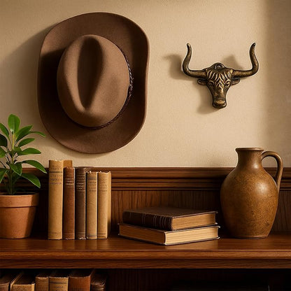 Cowboy Hat Rack for Wall - 2 Pack Cast Iron Cowboy Hat Holder,Hat Storage Organizer Hat Hooks for Wall Western Decor for Bedroom Western Gifts (Gold, 2 Pack)