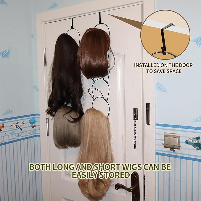 10 Pack Hat & Wig Stand Organizer for Multiple Wigs Hanger, Wig Holder, Space Saving Storage Rack for Hat, Tie, Scarf (Black)