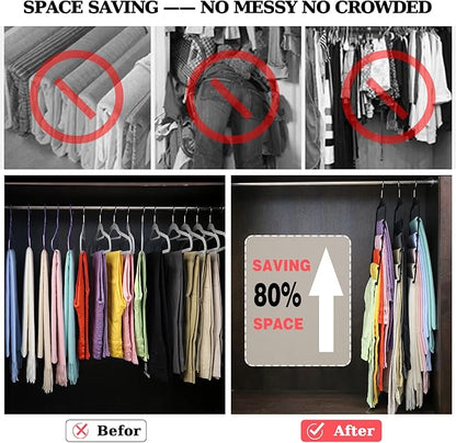 Closet Organizers and Storage, 3 Pack Pants-Hangers-Space-Saving, Velvet Non Silp 5 Tier Scarf Jeans Closet Organizer,Dorm Room Essentials for College Students Girls Boys Guys,Organization and Storage