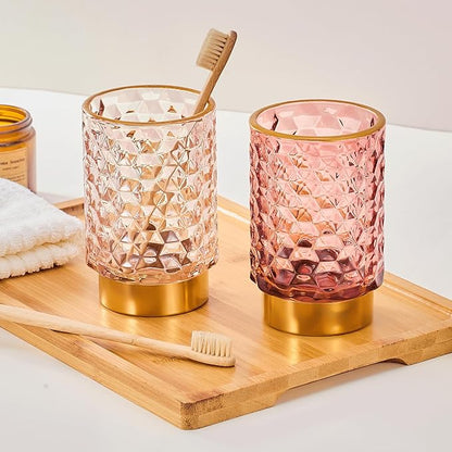 Makeup Brush Holder Organizer,Toothbrush Holders,Desk Pen Pencil Holder,Multifunctional Vintage Glass Brush Cup（A46-10-US）