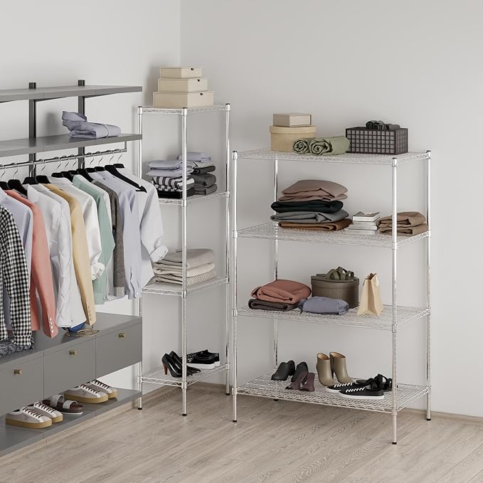 24" Deep x 42" Wide x 64" Height Wire Shelving Kit | 4-Tier | NSF Commercial Storage Rack Unit