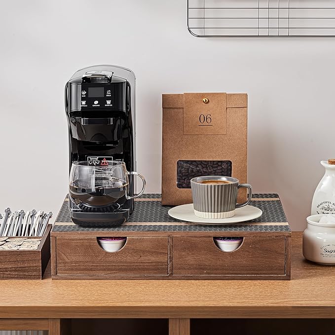 SMARTAKE Wooden K Cup Organizer Coffee Pod Storage Box, Coffee Pod Tea Organizer and Storage, K Pod Drawer Coffee Maker Stand, Kcup Holder for Countertop Kitchen Office Coffee Bar, 30 Pod Capacity
