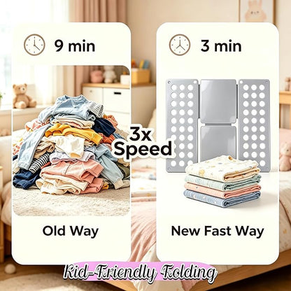 Toddler Shirt Folding Board (Ages 1–7) – Build Independence & Fine Motor Skills, Mini Kids Clothes Folding Board & Shirt Folder, Portable Laundry Organizer for Small Sizes (Grey)