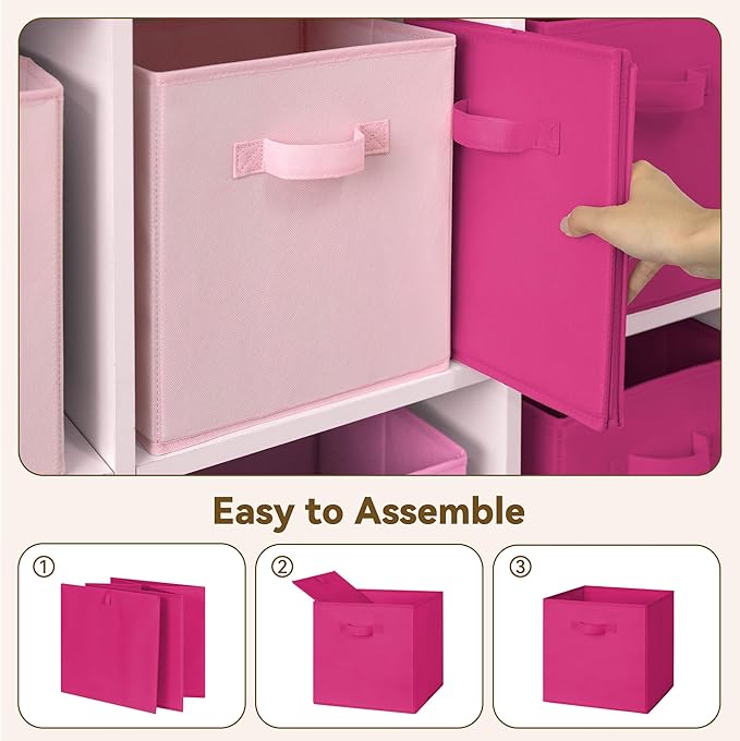 GRANNY SAYS 11 Inch Cube Storage Bins, Cube Storage Organizer, Fabric Collapsible Storage Bins with Handle, Storage Cubes for Shelves, Closet, Pink Gradient, 8-Pack