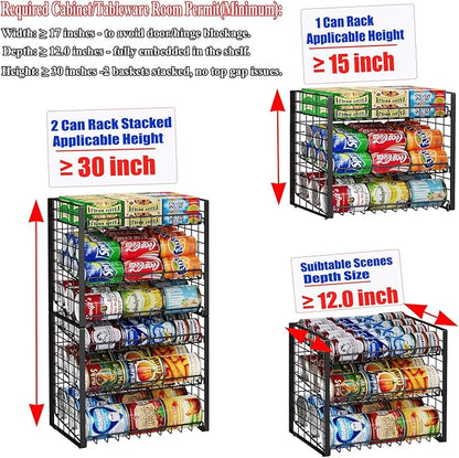 JKsmart 3-Tier Stackable Can Rack Organizer for Pantry, Adjustable Can Storage Holder for Various Ounces of Canned food Soda Drinks, Can Dispenser for Kitchen Cupboard Cabinet, 2 Pack