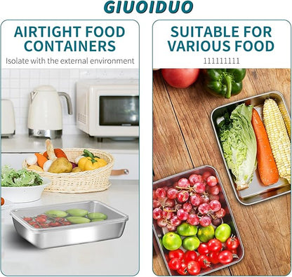 GIUOIDUO stainless steelFood Storage 12-Pack Lunch BoxContainers setsstorage box with lidfreezer FrozenKitchen tra with lidOven plateSide dish plate Freezer & Dishwasher Safe