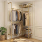 F2 Wall Mounted Closet System, Industrial Pipe Clothing Rack for Hanging Clothes, Heavy Duty Closet Organizer System, Clothes Racks with Shelves & Expandable Rod for Wardrobe, Corner, Gold