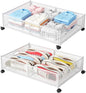 Gawerk Under Bed Storage with Wheels, Foldable Metal Mesh Underbed Storage Container Bins, Tool-free Assembly Clothes Drawer Organizer, 2Pack