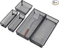 Neudeco Drawer Organizer - 5 Pack Metal Mesh Silverware Tray with Interlocking Design, 5 Compartment Cutlery Organizer for Kitchen Utensils, Black (15x6.2x2 inches)