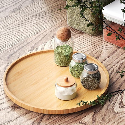 VERTORGAN Lazy Susan Organizer for Kitchen,Bamboo Turntable for Cabinet,Pantry,Vanity,Large（Natural）