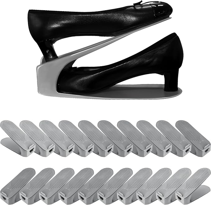 One-Piece Shoe Slot Organizer 20 Pack, Space-Saving Stackers for Closet, Entryway & Shoe Rack | No Assembly Needed