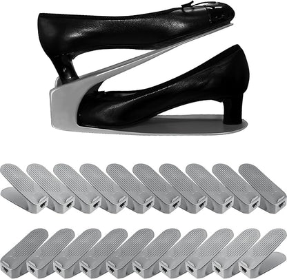 One-Piece Shoe Slot Organizer 20 Pack, Space-Saving Stackers for Closet, Entryway & Shoe Rack | No Assembly Needed