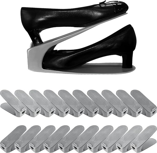 One-Piece Shoe Slot Organizer 20 Pack, Space-Saving Stackers for Closet, Entryway & Shoe Rack | No Assembly Needed