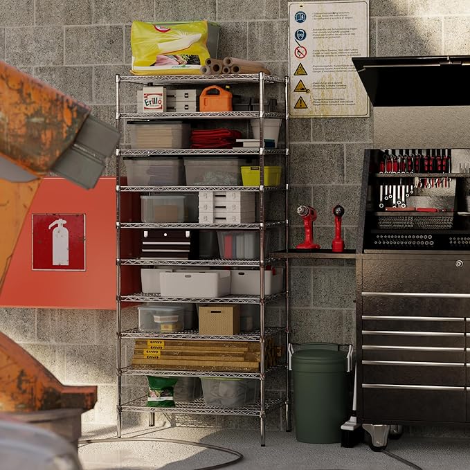 24" Deep x 36" Wide x 86" Height Wire Shelving Kit | 10-Tier | NSF Commercial Storage Rack Unit