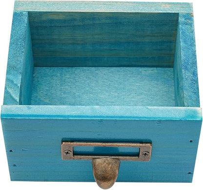 Schreibtisch-Organizer mit 9 Schubladen, Apothekerschrank, Schubladen-Organizer mit Etiketten und Metallgriffen, blau