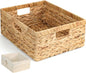 Wicker Shelf Storage Baskets for Organizing - Natural Water Hyacinth Woven Basket Organizers & Storage for Shelves w/Handles & Cotton Liner for Home & Pantry Decor Organization, Large 15” x 12” x 6”
