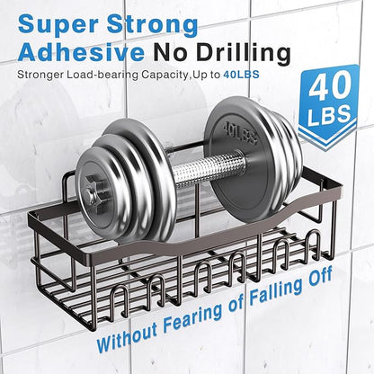 EUDELE Shower Caddy 2 Pack, Adhesive Organizer for Bathroom Storage&Home Decor&Kitchen organizers and storage, No Drilling, Large Capacity, Rustproof Stainless Steel Organizer, Decor Sets