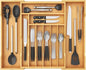 Lifewit Silverware Drawer Organizer, Expandable Utensil Tray for Kitchen, Flatware and Cutlery Holder, Wood Adjustable Storage for Spoons Forks Knives, 17-28 x 18.5, Natural