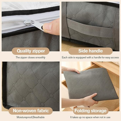 90L Under Bed Storage Containers, Foldable Grey Underbed Storage Bags - Closet Organizers and Storage Bins for Wrapping Paper, Blanket, Clothing, Comforter, Sweaters, Pillows, Linen Sheets