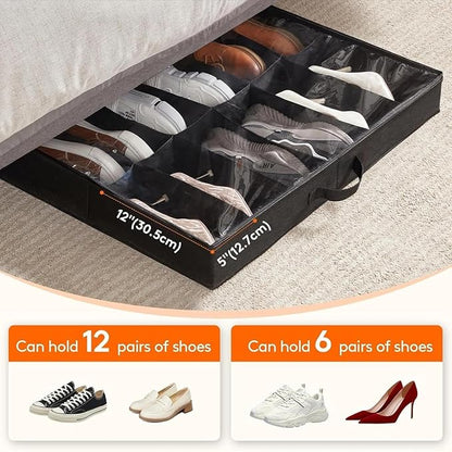 for Under Bed Shoe Storage Organizer Set of 2, 4.3 Inches Tall Low Profile