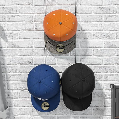 LINFIDITE 10 Pack Hat Rack Hanger Holder Organizer Flexible Multi Hook Wall Mounted Over Door Baseball Cap Display Storage Rack Cap Holder, Closet HangingStorage Rack w Hanging Hook Black