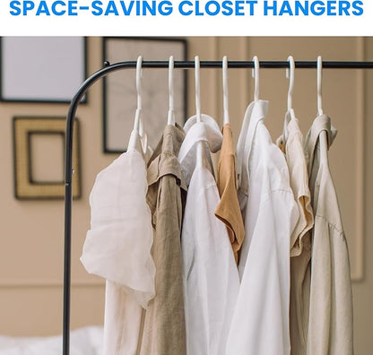 Simple Deluxe 50 Pack Plastic Hangers, Lightweight and Space-Saving Hangers, Durable Clothes Hangers for Shirts, Coats, Dresses, Pants, White