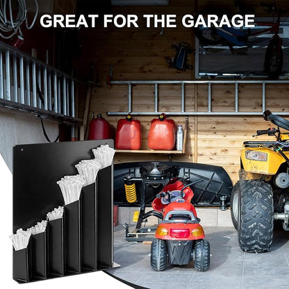 Yaocom Cable Zip Tie Storage Holder Rack Aluminum Zip Tie Organizer Wall Mount 6 Pockets with Screws for Enclosed Race Trailer Garage Shop Storage Accessories, Fit Various Lengths Cable(Black)
