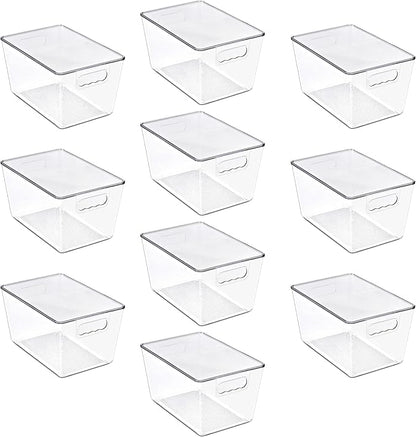 Sorbus Clear Storage Bins with Lids, 10 Pack Large Organization Bins with Handles – Clear Stackable Storage Containers for Storage, Pantry, Fridge, Cabinet, Closet & Kitchen Organization – BPA-Free