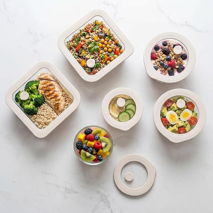 Urban Green Glass Food Container Set with Glass Lid, 6 Pack, Food Storage Containers Set, Airtight, LeakProof, Micowave Safe, 100% Plastic Free, Meal Prep Containers (White Color)