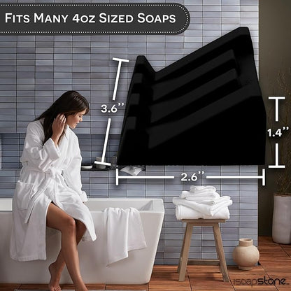 Silicone Soap Dish (USA Patented) Self Draining Bar Soap Holder for Shower Bathroom Sink, Drying Soap Dish Tray Sponge Holder Easy Cleaning Soap Saver Travel Accessories (Black, 2)