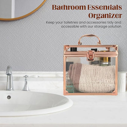 Crown Box 7.9 x 6.7 x 7.5inch, Clear Makeup Case,Cosmetic Organizer, Large Capacity Transparent Acrylic Artists Display Case for Vanity,Bathroom Counter or Dresser