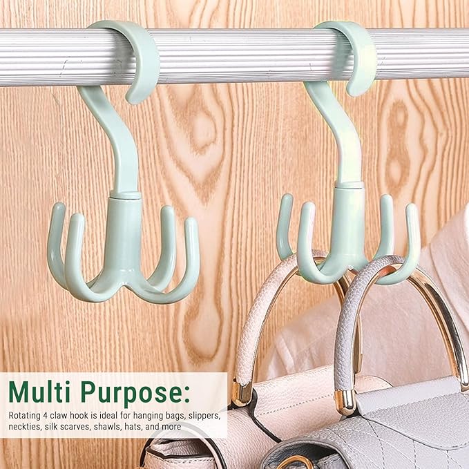 Belt Hanger, 360 Degree Swivel Belt Rack Belt Organizer with 4 Hanging Hooks Closet Accessories Organizer for Belt Tie Scarf Purse