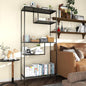 Garage Storage Shelves Essentials Industrial Bookcase with Metal Frame 4 Tier Shelf 70.8 inch Tall Household Geometric and Open Shelves for Home Office Kitchen Living Room