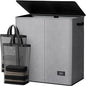 SOLEDI Large Double Laundry Hamper with Lid,165L Collapsible Clothes Hamper 2 section with Removable Bags, Space-Saving Laundry Basket for Bedroom, Dorm, College
