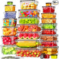 KEMETHY 50 PCS Food Storage Containers with Lids Airtight, Total 629oz, BPA-free, Food-grade, Eco-friendly Material, Leak Proof Plastic Containers, Microwave/Dishwasher Safe