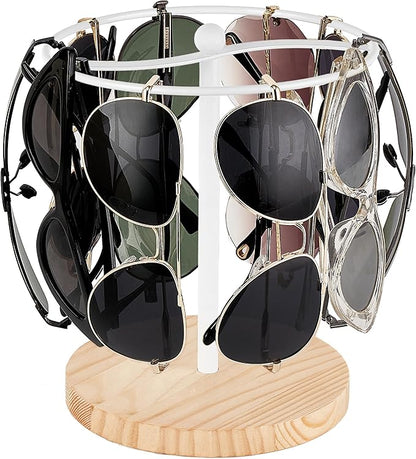 Mkono Sunglasses Organizer Glasses Holder Stand Sunglass Storage Display Eyeglasses Rack for up to 12 Pairs of Eyewear Glasses for Table Dresser Desk Countertop Bedroom (1, White)